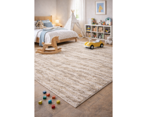 Ковер серо-бежевый с длинным ворсом 30 мм  Фьюжн 42315-48233 мягкий пушистый