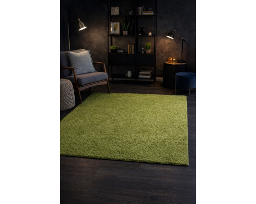 Ковер зеленый с длинным ворсом 30 мм Фьюжн 42811-49022 мягкий пушистый
