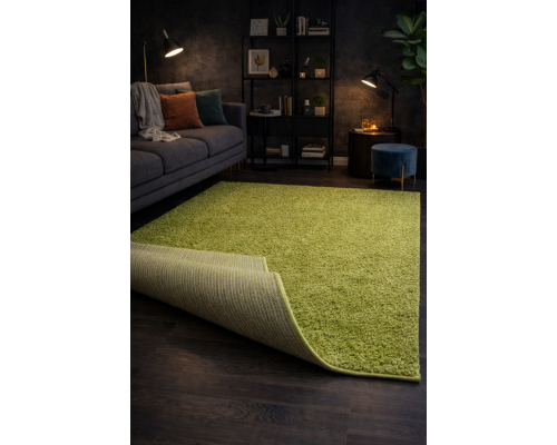 Ковер зеленый с длинным ворсом 30 мм Фьюжн 42811-49022 мягкий пушистый