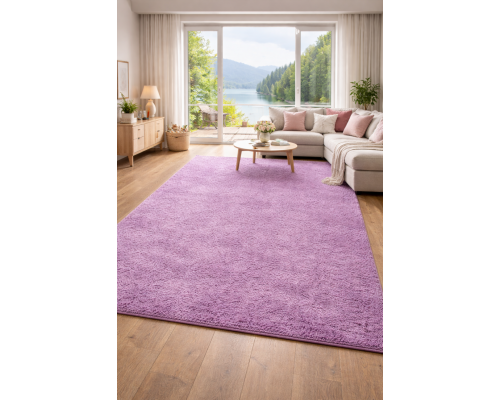 Ковер розовый с длинным ворсом 30 мм Фьюжн 42809-49022 мягкий пушистый