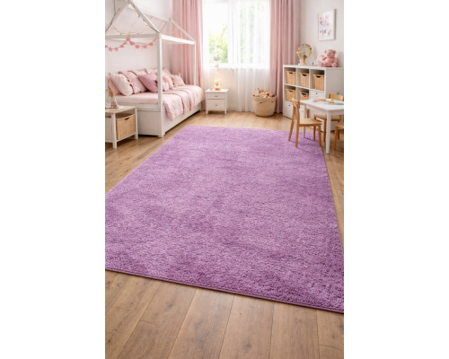Ковер розовый с длинным ворсом 30 мм Фьюжн 42809-49022 мягкий пушистый