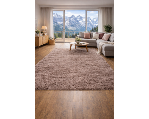 Ковер коричневый с длинным ворсом 30 мм Фьюжн 42810-49022 мягкий пушистый