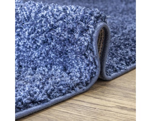 Ковер синий с длинным ворсом 30 мм  Фьюжн 42807-49022 мягкий пушистый