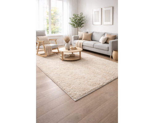Ковер светло-бежевый с длинным ворсом 30 мм  Фьюжн 42104-48123 мягкий пушистый