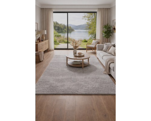 Ковер серый с длинным ворсом 30 мм  Фьюжн 42800-49022 мягкий пушистый