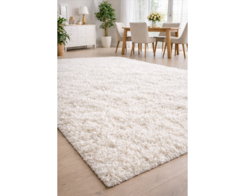 Ковер белый с длинным ворсом 30 мм Фьюжн 42300-48222 мягкий пушистый