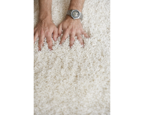 Ковер белый с длинным ворсом 30 мм Фьюжн 42300-48222 мягкий пушистый