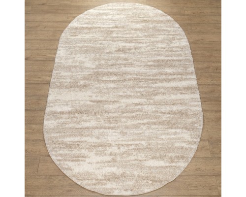 Ковер овальный серо-бежевый с длинным ворсом 30 мм  Фьюжн 42315-48233 мягкий пушистый