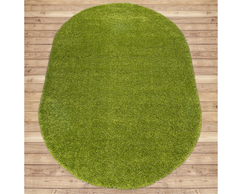 Ковер зеленый овальный с длинным ворсом 30 мм Фьюжн 42811-49022 мягкий пушистый