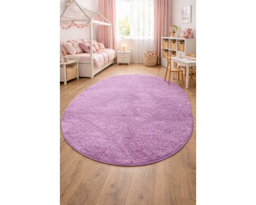 Ковер розовый овальный с длинным ворсом 30 мм Фьюжн 42809-49022 мягкий пушистый