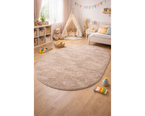 Ковер коричневый овальный с длинным ворсом 30 мм Фьюжн 42810-49022 мягкий пушистый