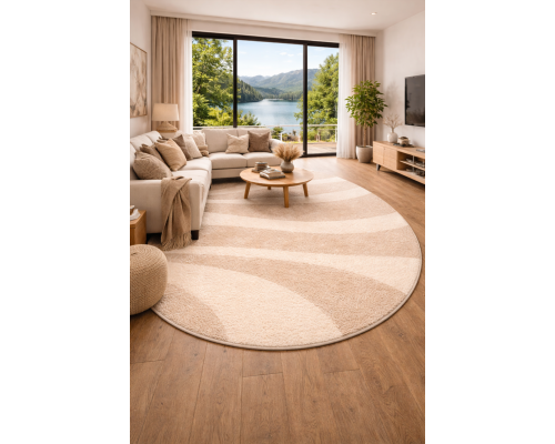 Ковер овальный светло-бежевый с длинным ворсом 30 мм Фьюжн 42106-48122 мягкий пушистый