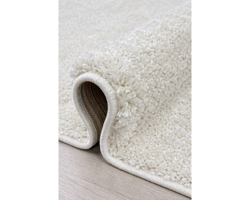 Ковер белый овальный с длинным ворсом 30 мм Фьюжн 42300-48222 мягкий пушистый
