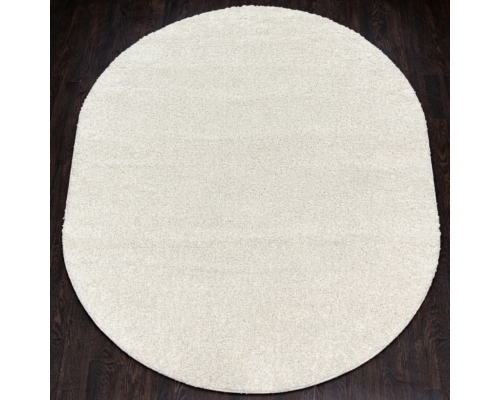 Ковер белый овальный с длинным ворсом 30 мм Фьюжн 42300-48222 мягкий пушистый