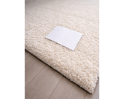 Ковер белый овальный с длинным ворсом 30 мм Фьюжн 42300-48222 мягкий пушистый