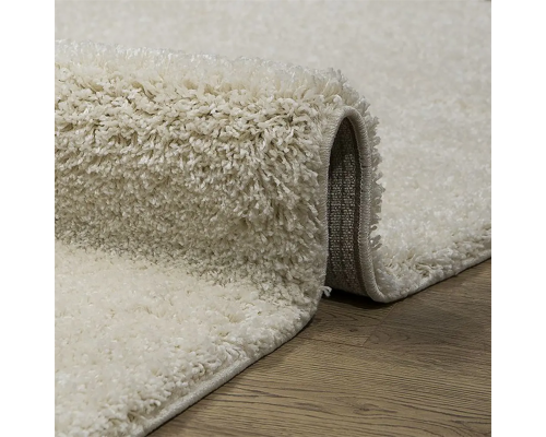 Ковер белый овальный с длинным ворсом 30 мм Фьюжн 42300-48222 мягкий пушистый