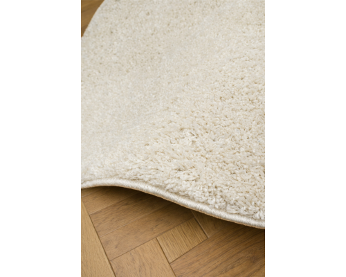Ковер белый овальный с длинным ворсом 30 мм Фьюжн 42300-48222 мягкий пушистый